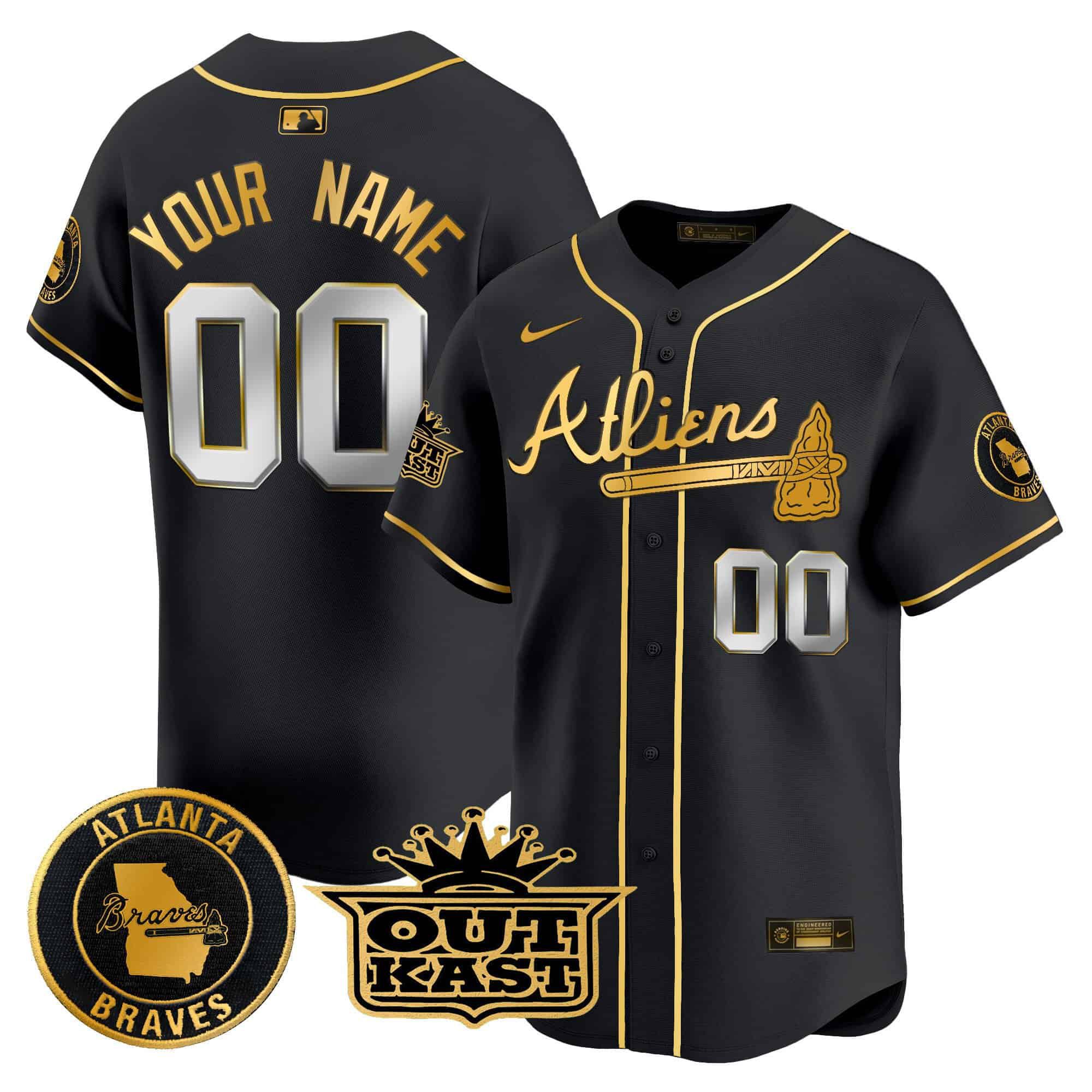 Men Atlanta Braves Black 2024 Nike Atliens Vapor Premier Limited Custom MLB Jersey->customized mlb jersey->Custom Jersey